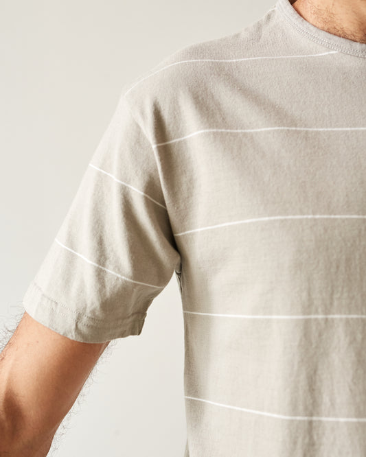 Arpenteur Fine Stripe Match Tee, White/Stone