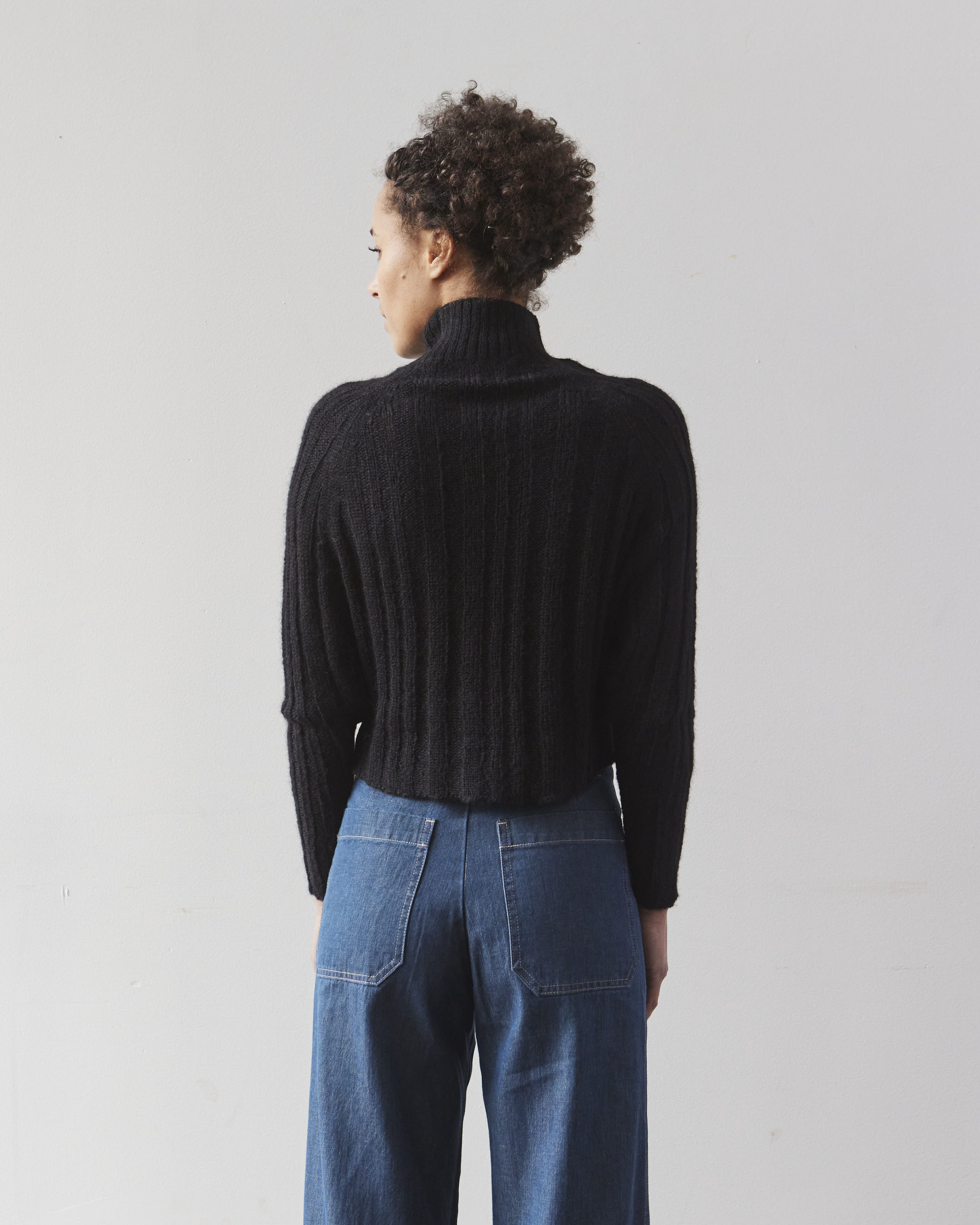 [50% off] Atelier Delphine Shirred Neck Rib Top - Black