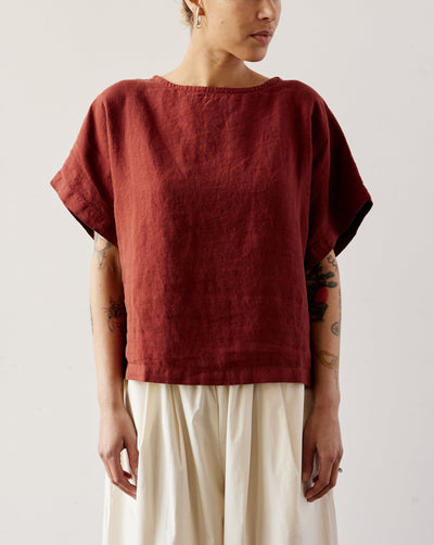 Black Crane Linen Box Top, Brick