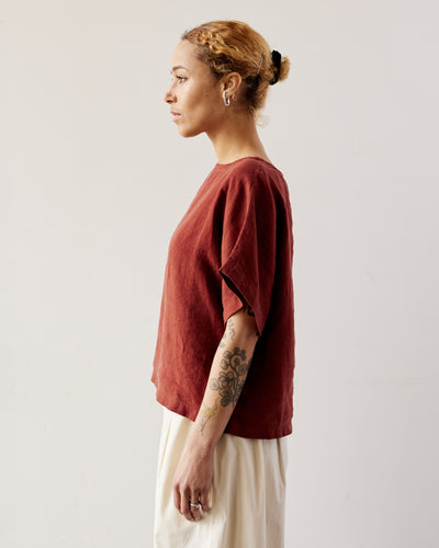 Black Crane Linen Box Top, Brick