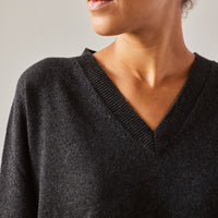 Cordera Cashmere V-neck Sweater, Anthracite