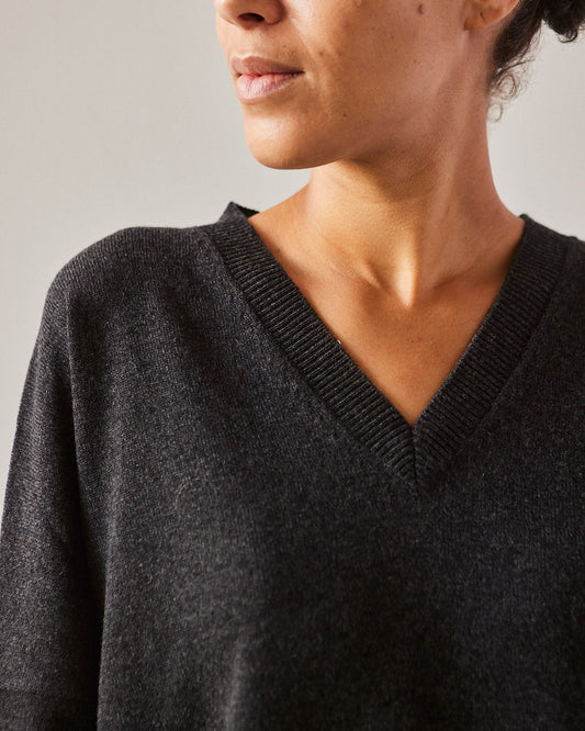 Cordera Cashmere V-neck Sweater, Anthracite