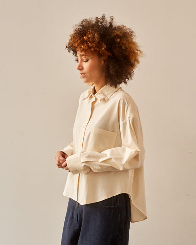 Cordera Cotton Double Collar Shirt, Natural