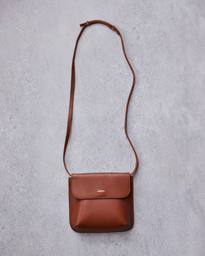 Cordera Leather Flap Bag, Camel