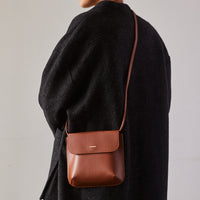 Cordera Leather Flap Bag, Camel