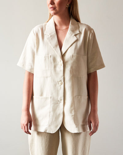 Cordera Linen Blazer Shirt, Natural