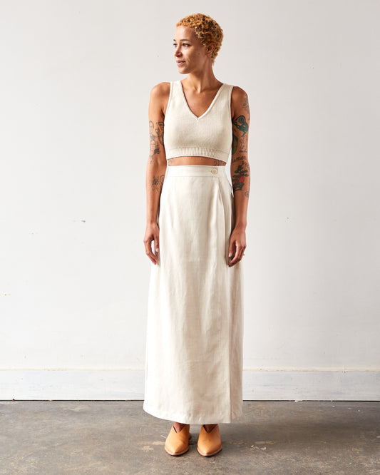 Cordera Linen Long Skirt, Natural