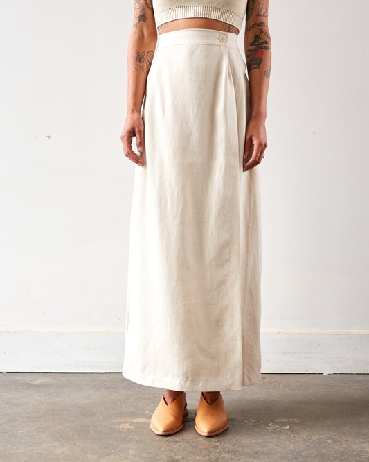 Cordera Linen Long Skirt, Natural