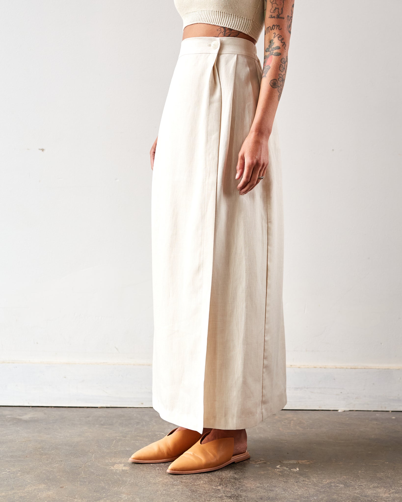 Cordera Linen Long Skirt, Natural