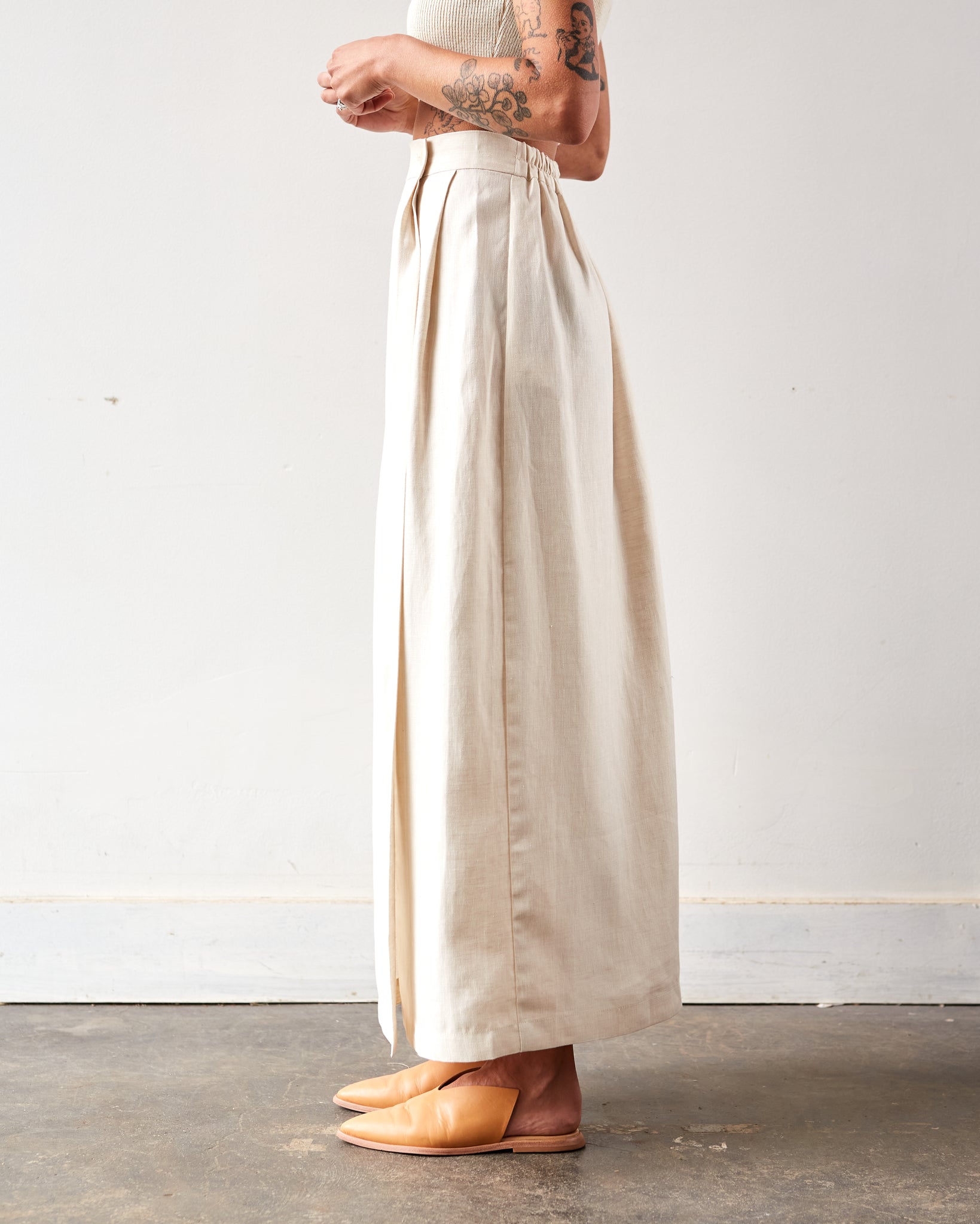 Cordera Linen Long Skirt, Natural | Glasswing