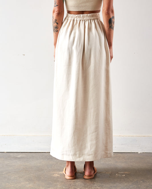 Cordera Linen Long Skirt, Natural