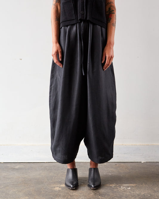 Cordera Linen Maxi Pants, Black