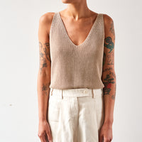 Cordera Linen Tank Top, Toasted