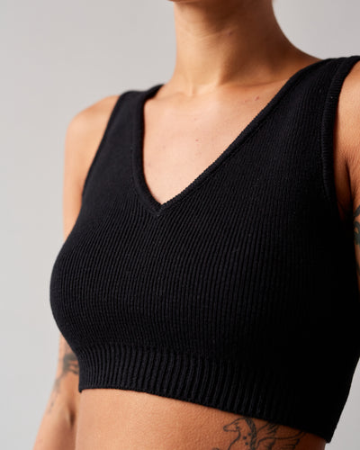 Cordera Long Knit Top, Black