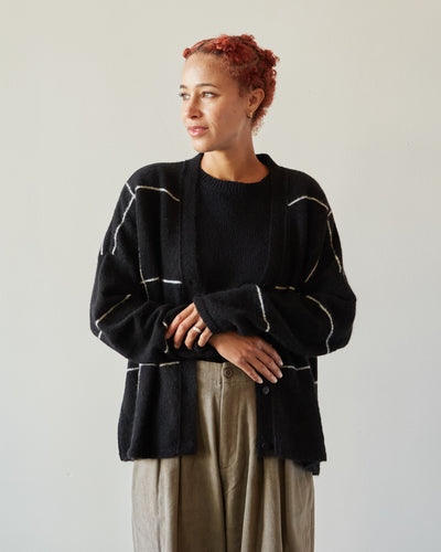 Cordera Plaid Cardigan, Black