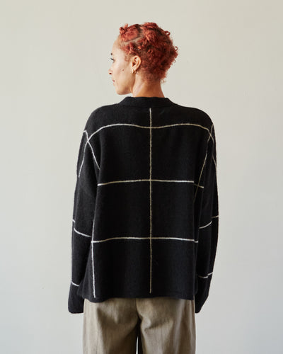 Cordera Plaid Cardigan, Black