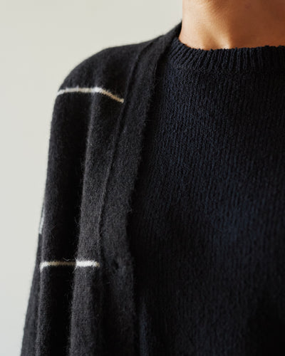 Cordera Plaid Cardigan, Black