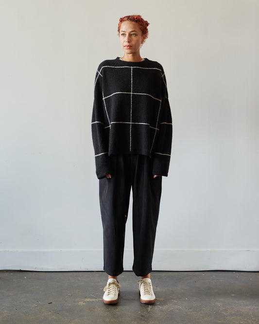 Cordera Plaid Sweater, Black