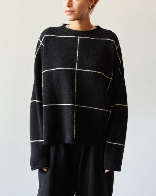 Cordera Plaid Sweater, Black