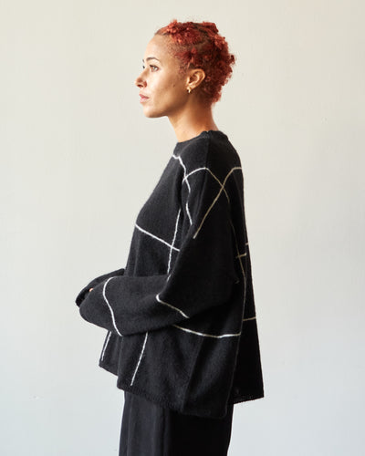 Cordera Plaid Sweater, Black