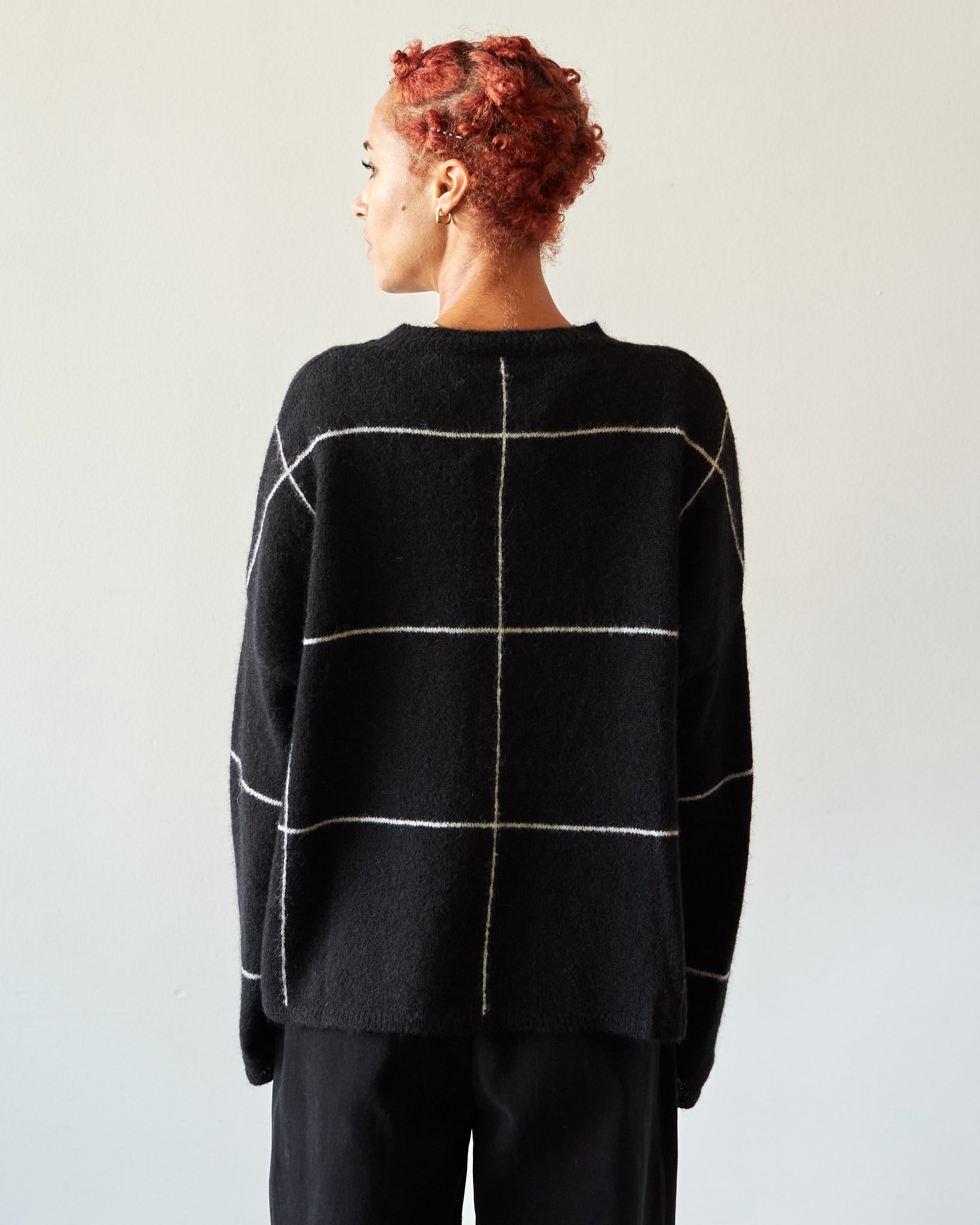 Cordera Plaid Sweater, Black