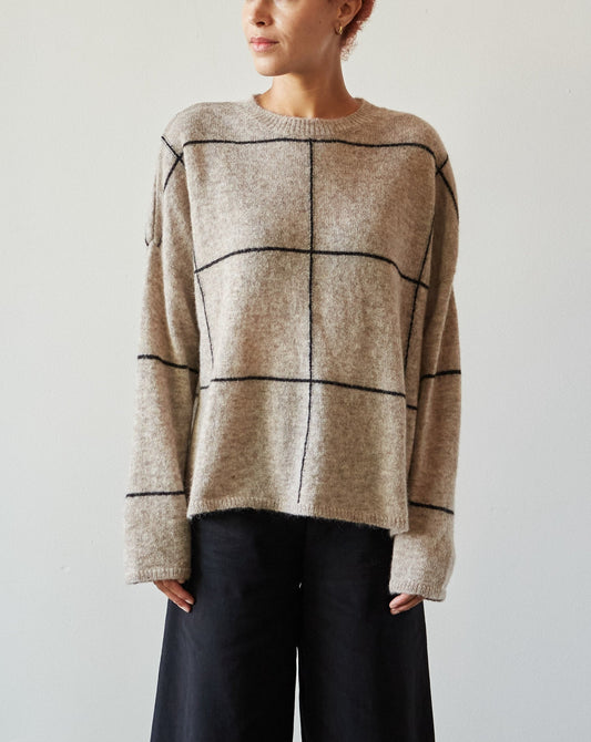 Cordera Plaid Sweater, Taupe