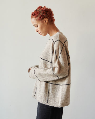 Cordera Plaid Sweater, Taupe