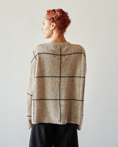 Cordera Plaid Sweater, Taupe