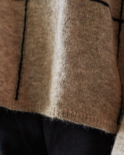 Cordera Plaid Sweater, Taupe