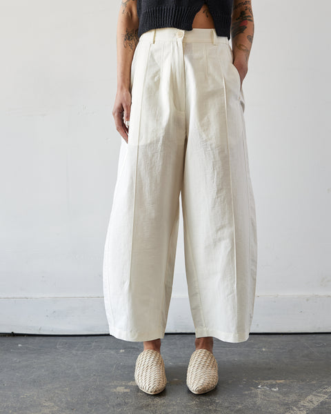 Soft Cotton Curved Pants Natural Cordera