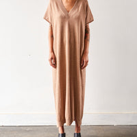 Cordera Soft Cotton V-Neck Dress, Nougat