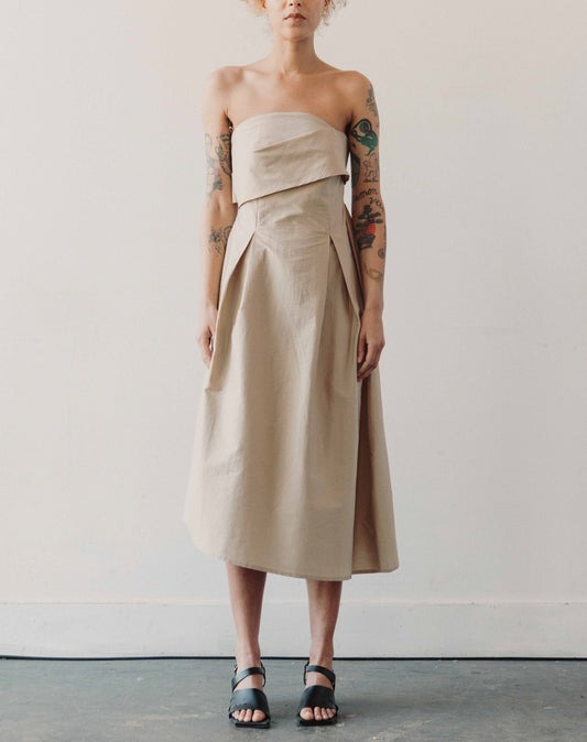 Cordera Strapless Dress, Toasted