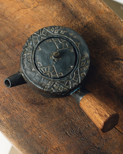 Ayame Bullock Carved Teapot with Walnut Handle