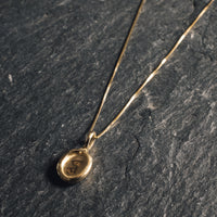 Another Feather Small Platter Necklace, 14k Gold