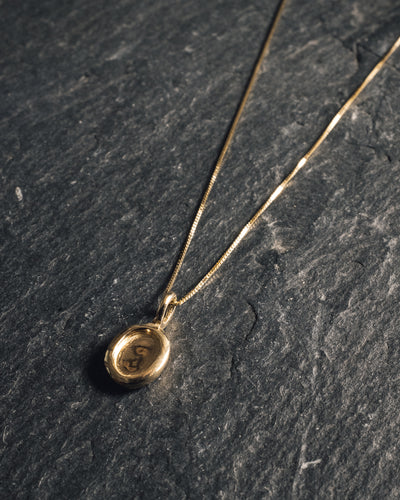 Another Feather Small Platter Necklace, 14k Gold