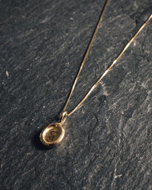 Another Feather Small Platter Necklace, 14k Gold