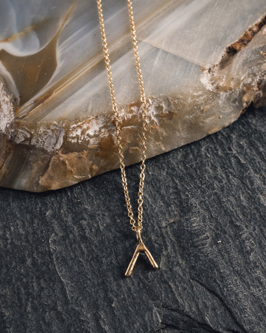 Another Feather Small Dart Necklace, 14k Gold