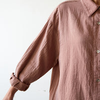 Delphine Oversized Overlay Shirt, Baked Coral