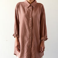 Delphine Oversized Overlay Shirt, Baked Coral