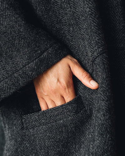Atelier Delphine Haori Coat, Deep Sea Herringbone