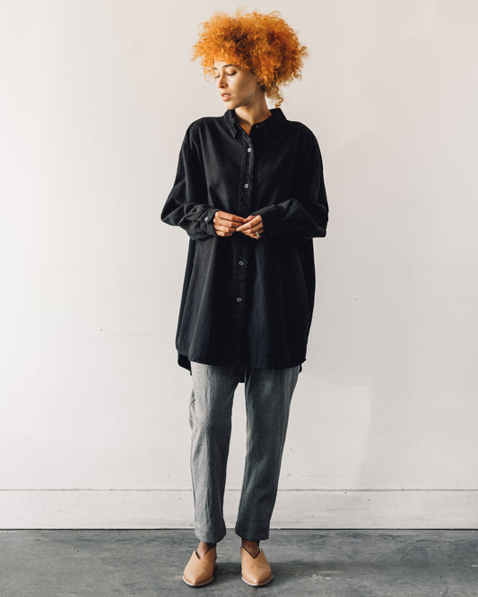 Delphine Oversized Overlay Shirt, Black