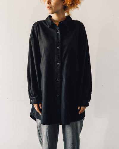 Delphine Oversized Overlay Shirt, Black