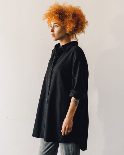 Delphine Oversized Overlay Shirt, Black