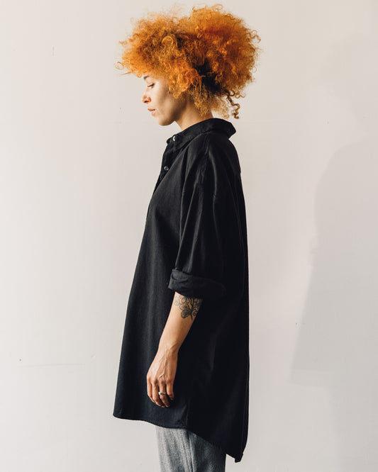 Delphine Oversized Overlay Shirt, Black