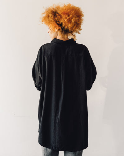 Delphine Oversized Overlay Shirt, Black