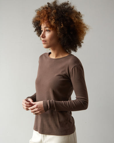 Diamond Leah Long Sleeve Tee, Cocoa