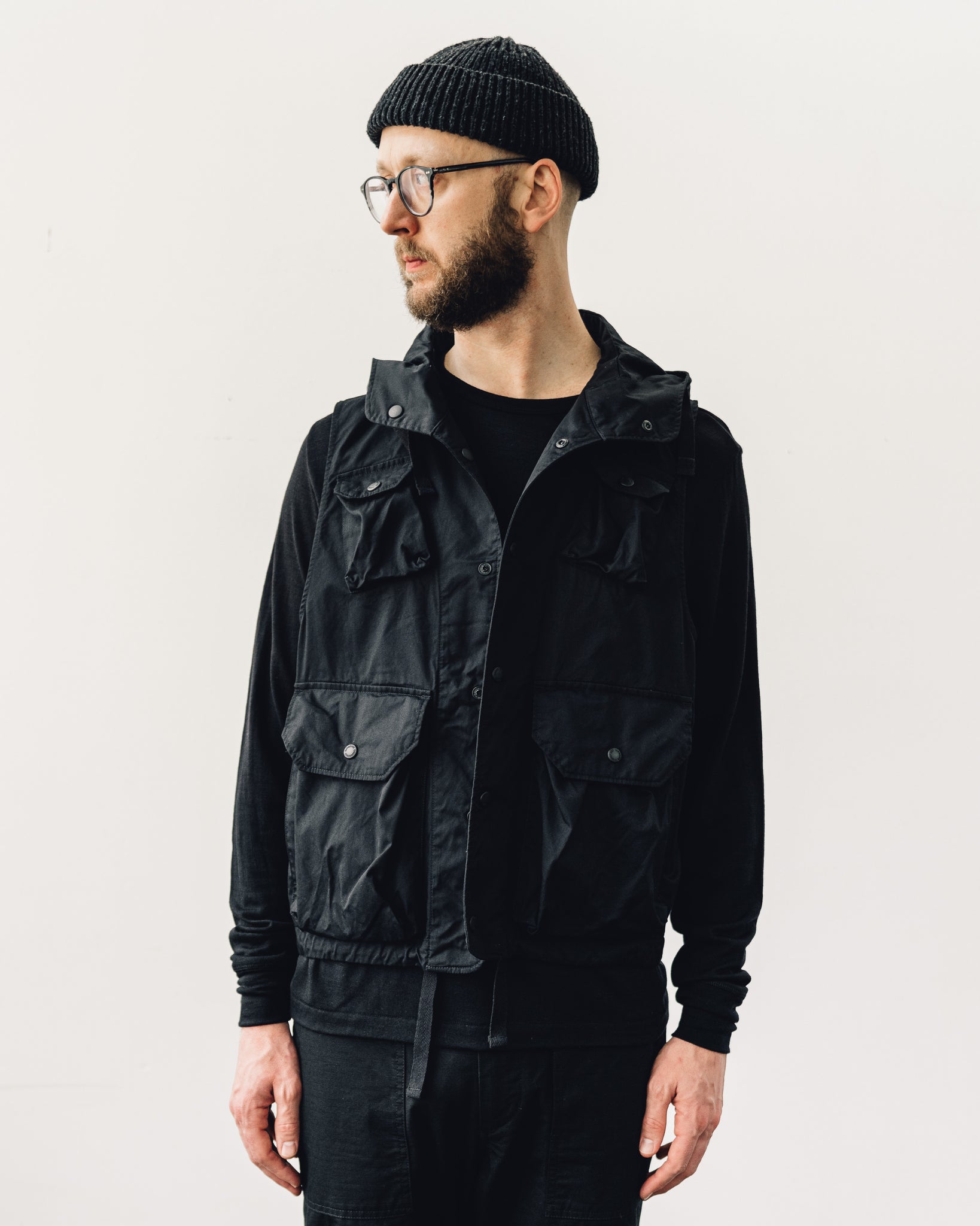 Engineered Garments Ripstop Field Vest, Black | Glasswing