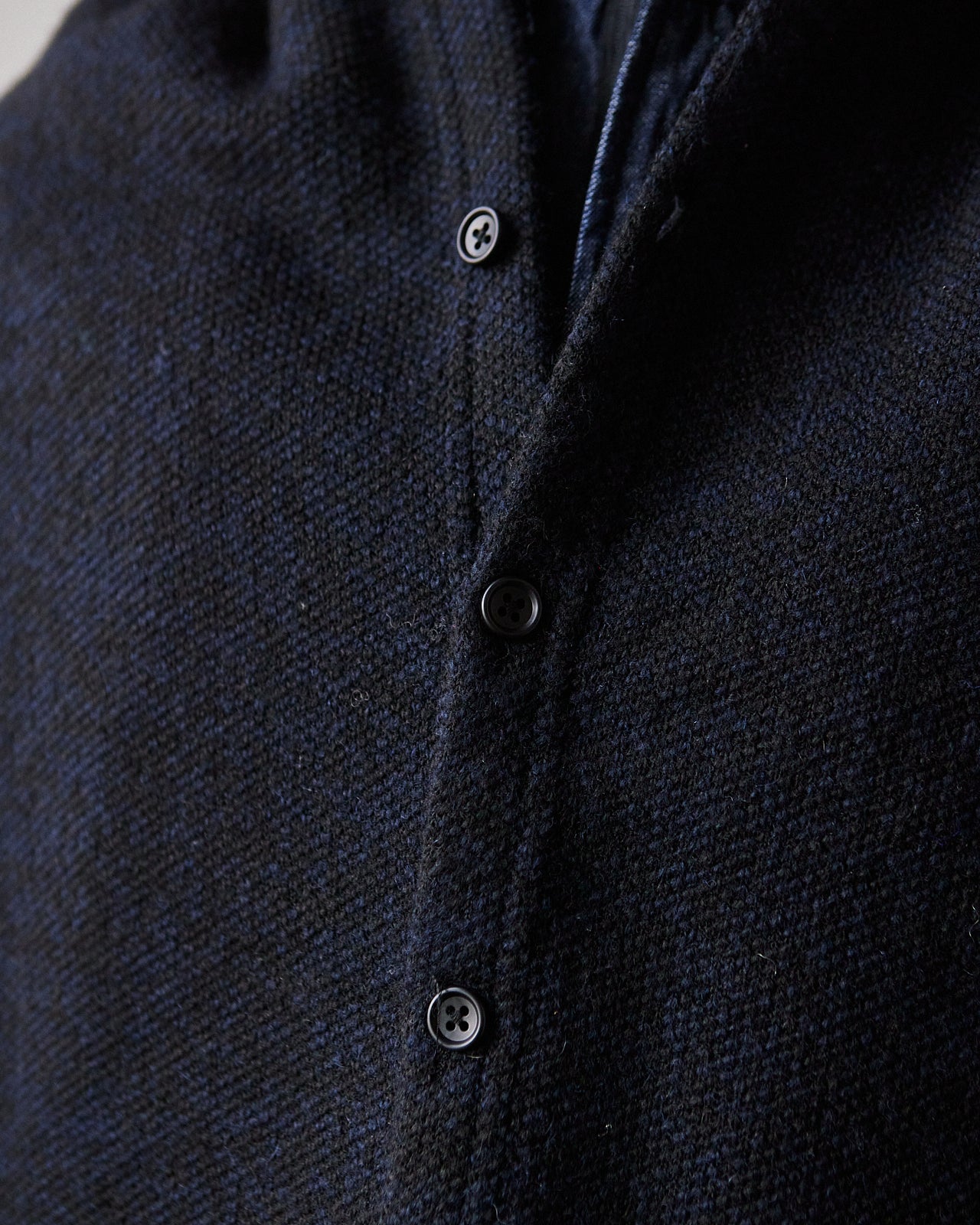 Engineered Garments Button Shawl, Navy/Black Sweater Knit