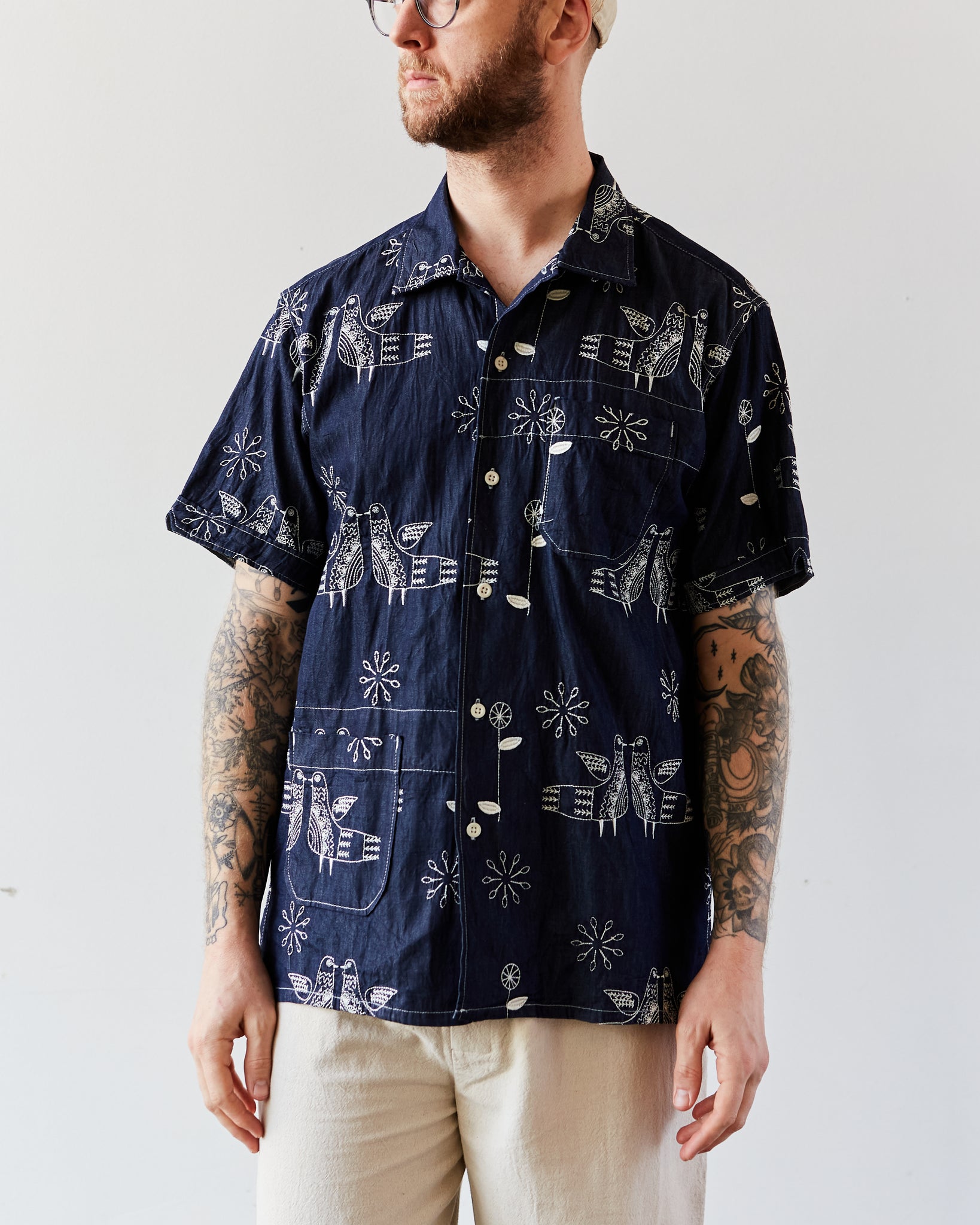 Engineered Garments Camp Shirt, Bird Embroidery | Glasswing