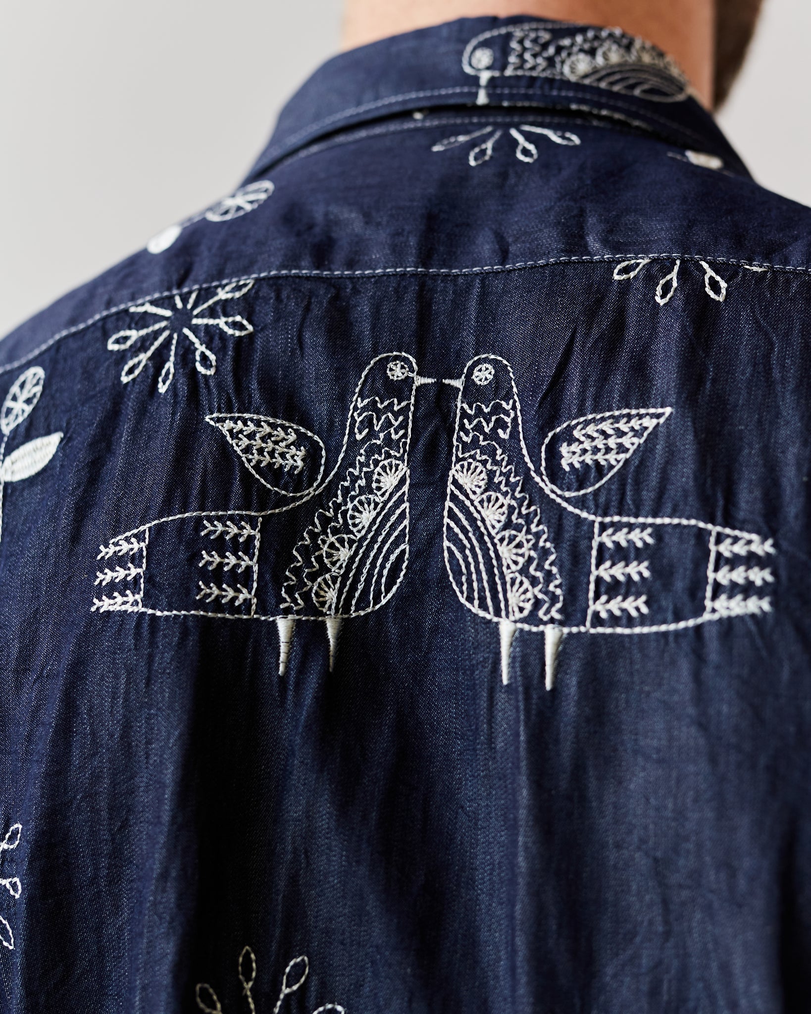 Engineered Garments Camp Shirt, Bird Embroidery